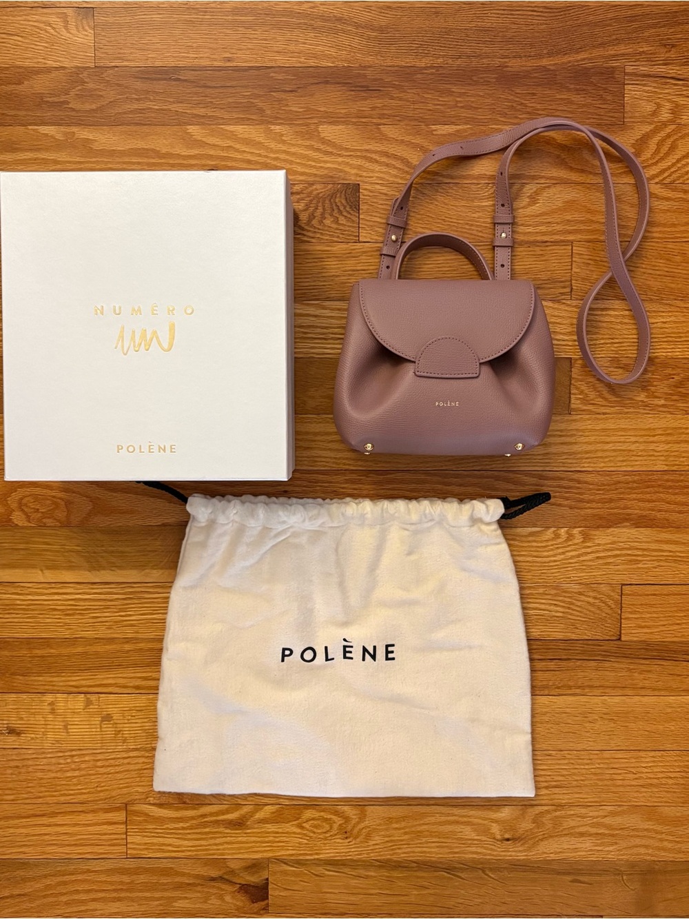 Polene Numero Un Nano Textured Lilac Crossbody Bag - Picture 4 of 9